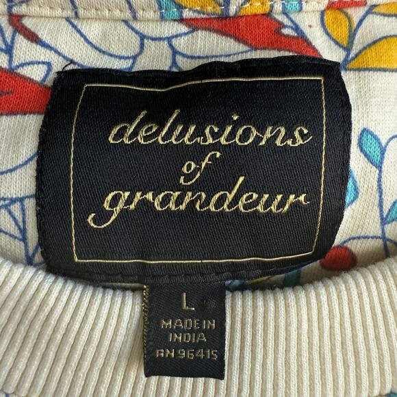 Mushroom Sweatshirt Delusions of Grandeur Womens L Whimsical Naturecore Pullover - Picture 3 of 7